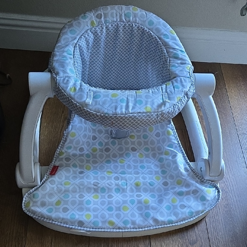 Fisher-Price White and Light Blue Baby Seat Insert with Yellow Accents